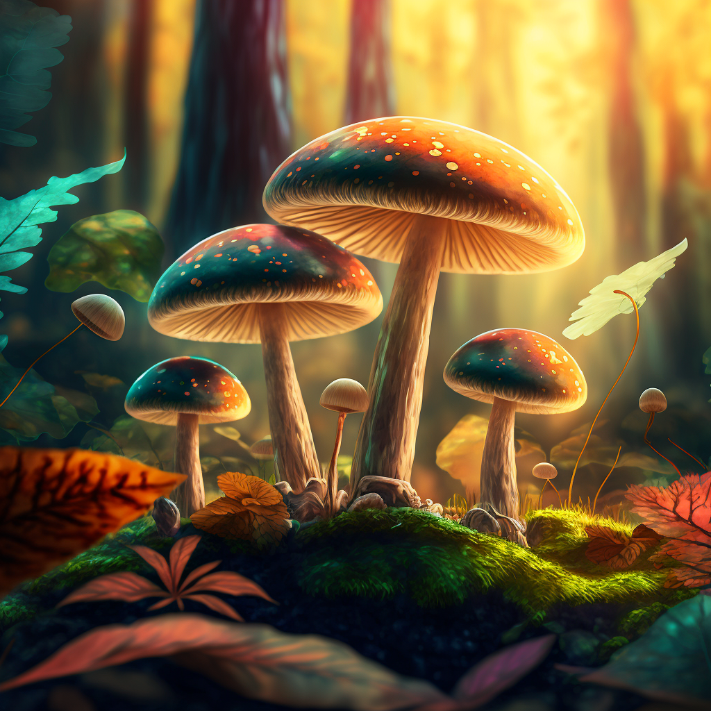 chenle02_Mushrooms_in_clusters_in_a_forest_with_sun_shades_ultr.png